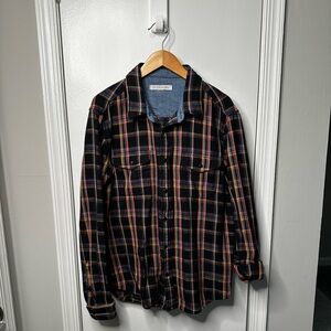 Outerknown Men’s True Black Rainbow Plaid Blanket Shirt